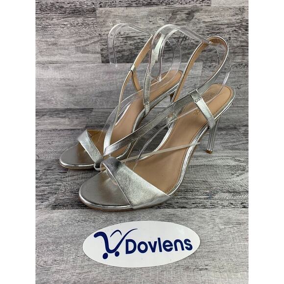 Rachel & Zoe Womens Silver Strappy High Heel Sandals Size 9 - Picture 1 of 5